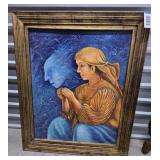 Surrealist Art w/ Painted Wood Frame 40"x48"