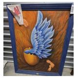 Surrealist Art w/ Painted Wood Frame 40"x51"
