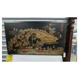 Chinese Lacquer Wall Plaque 35"x62"