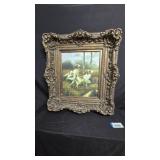 "Hunting"Art w/ Deeply Carved Ornate Frame 36"x40"