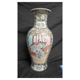 Chinese Rose Medallion Style Vase 19"