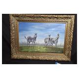 "Zebras" Ornate Gilt Style Frame 47"x35"