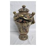 Japanes Style Satsuma Lidded Urn 16"