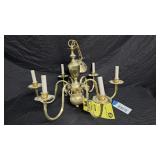 Colonial Style Brass 6 Arm Chandelier