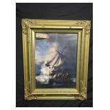 "The Storm on the Sea of Galilee" w/Gold Frame