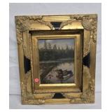 Reproduced Framed Portrait "Ducks" Gold tone Frame