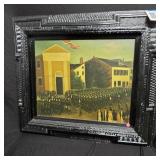 American Folk Art w Art Deco Frame 31"x35"