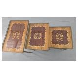 3 Nesting Tables Ornate Italian Style Marquetry