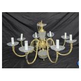 Vintage Style Multi Arm Brass & Glass Chandelier