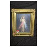 Divine Mercy w/ Gold Leaf Wood Frame 22"x17 1/2"