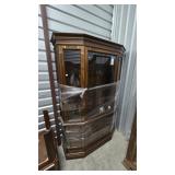 Lighted Wood Corner Curio Display Cabinet