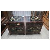 Chinese Chinoiserie Bedside Cabinets 22x22x23