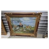 Hunting Scene Framed Art wood& gilt frame 60"x48"