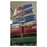 Stacked red and blue insulated beverage/food coole