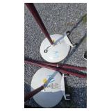 Two weighted portable pole/sign bases with upright