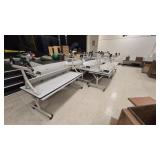 Multiple rolling folding cafeteria tables/bench-ta