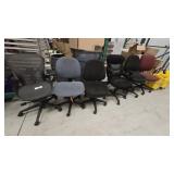 Assorted rolling office/task chairs; mixed styles,