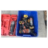 Assorted power tools and tool cases including Milw