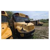 Full-size yellow school bus, unit/bus number 123;