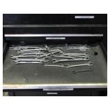 Tools in GM Toolbox Drawer Marked Open End Wrenchs