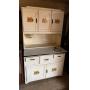 Hoosier style kitchen cabinet with porcelain top