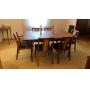 Mid century modern walnut dining table & 6 chairs