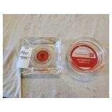 2 vintage glass ash trays