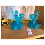 Vintage glass angel candle holders