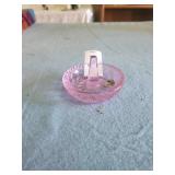 Fenton pink / purple ring holder glass