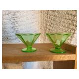 2 Green sherbet glasses