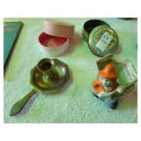 Brass candell holder small planter misc items