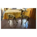 2 Brass Deer Figurines