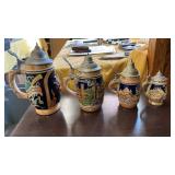 4 Vintage German Steins