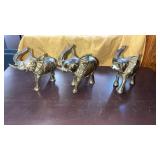 3 Brass Elephant Figurines