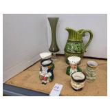 Toby small jugs Salt&pepper & misc items