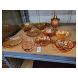 Amber glass & assortment of glassware