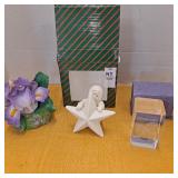 Fine Porcelain Lilac Purple Iris FlowerFigurine,