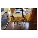 3 Brass Giraffe Figurines