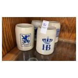 4 Vintage German Steins