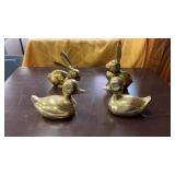 Brass Bunny and Duck Paperweights