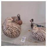 Vintage Pair Of Ceramic Quail Hen Chick Birds