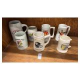 Assortment of Beer Steins, 7, 1 Damaged