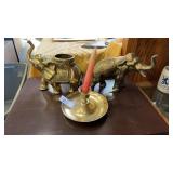 Brass Candle Holder, Elephant Planter and