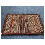 Vintage hand woven punch rug -  40 x 25.5 inches