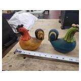 2 ceramic chickens