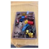 Tray Lot of Metal Animals, Die Cast Cars and More