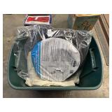 Tote of Shop Vac Hose and Blanket