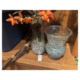 Faux Flowers Glass Vases