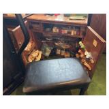 Sewing cabinet with bench and contents