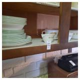 Corelle service for 8 green trim, Vintage corelle